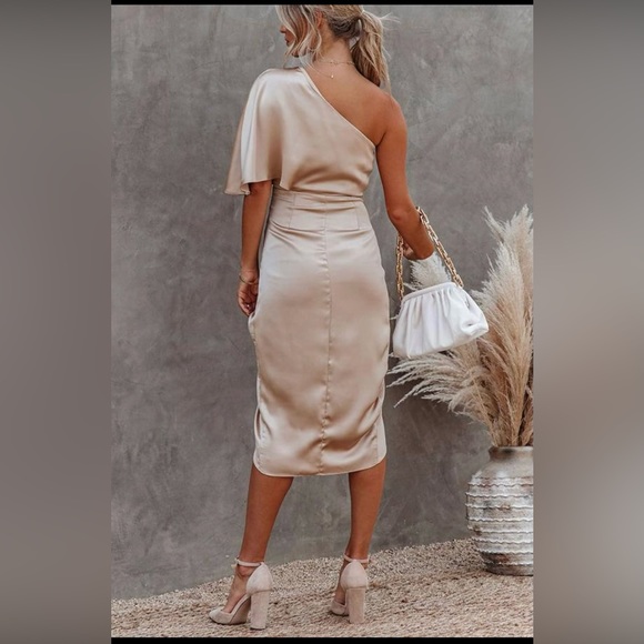 silky one shoulder dress - Picture 2 of 2